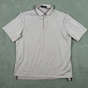 RLX Ralph Lauren XXL Golf Polo Shirt‎ Striped Pink Gray Short Sleeve Mens